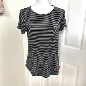 American Eagle Outfitters Soft & Sexy Tee Black White Stripe Size Medium